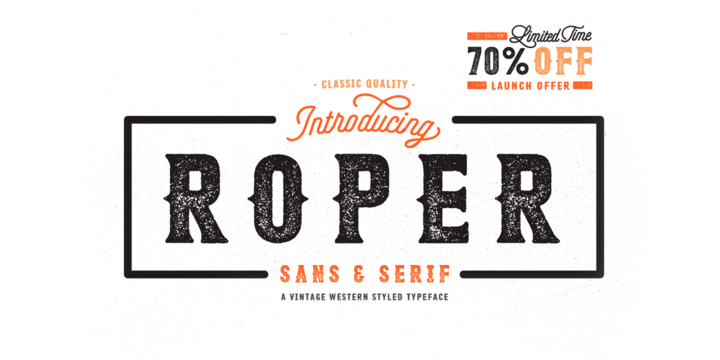 Roper: get 70% off of this Western style font family