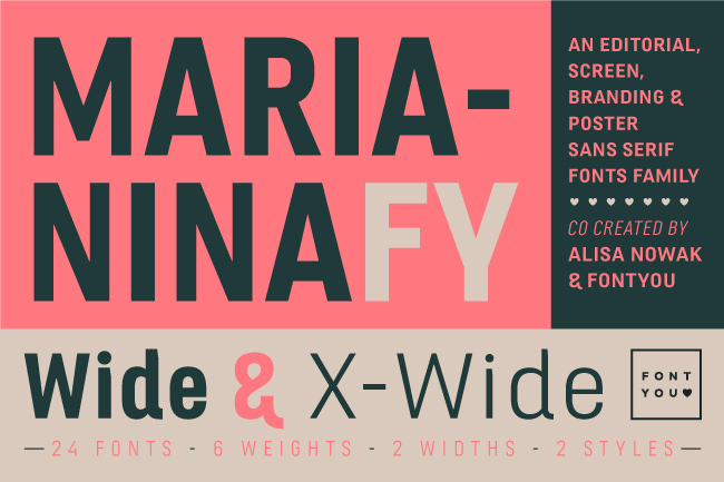 Marianina Extended Font Family  (24 Fonts) – only $27!