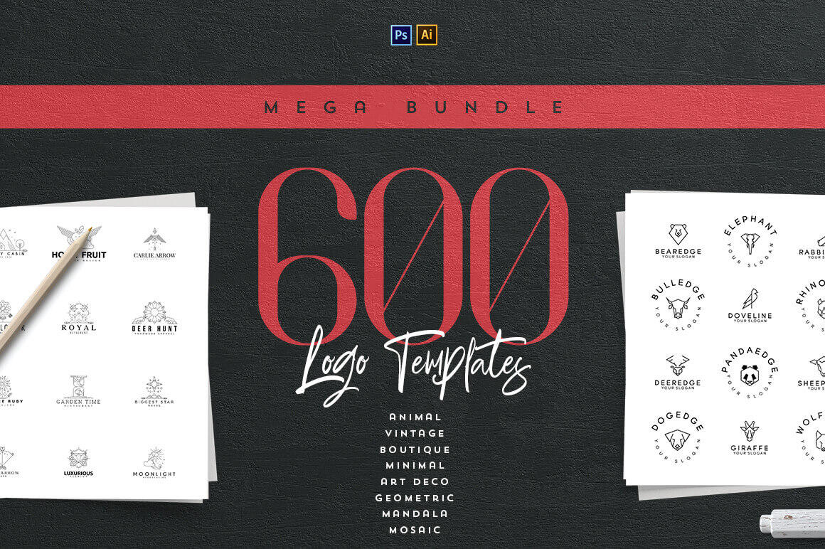 600 Hi-Res, Professional Logo Templates