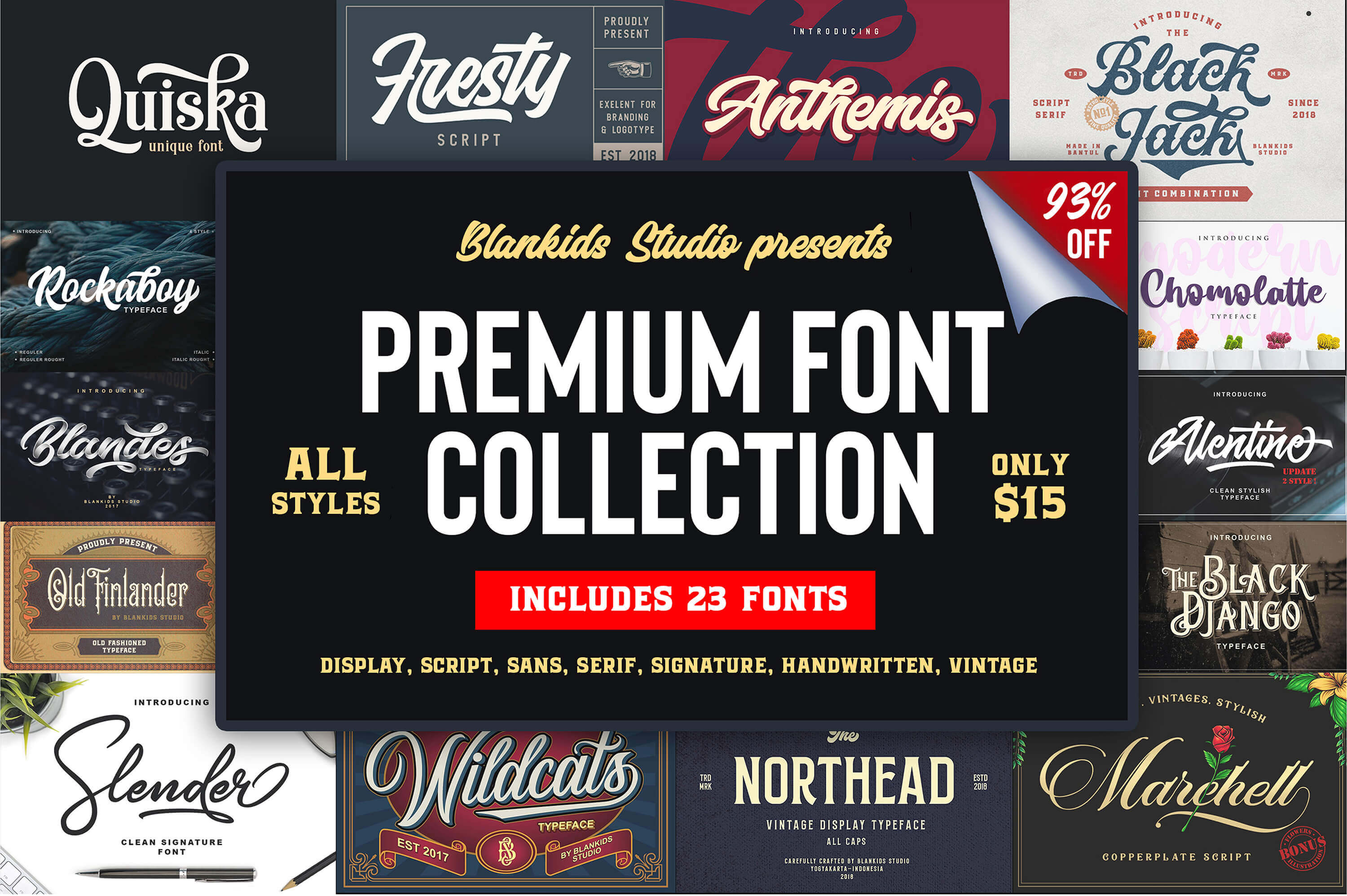 23 Premium Fonts from Blankids Studio