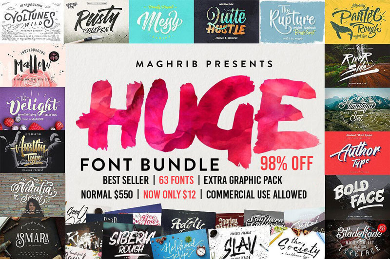 60+ Professional Best-Selling Fonts