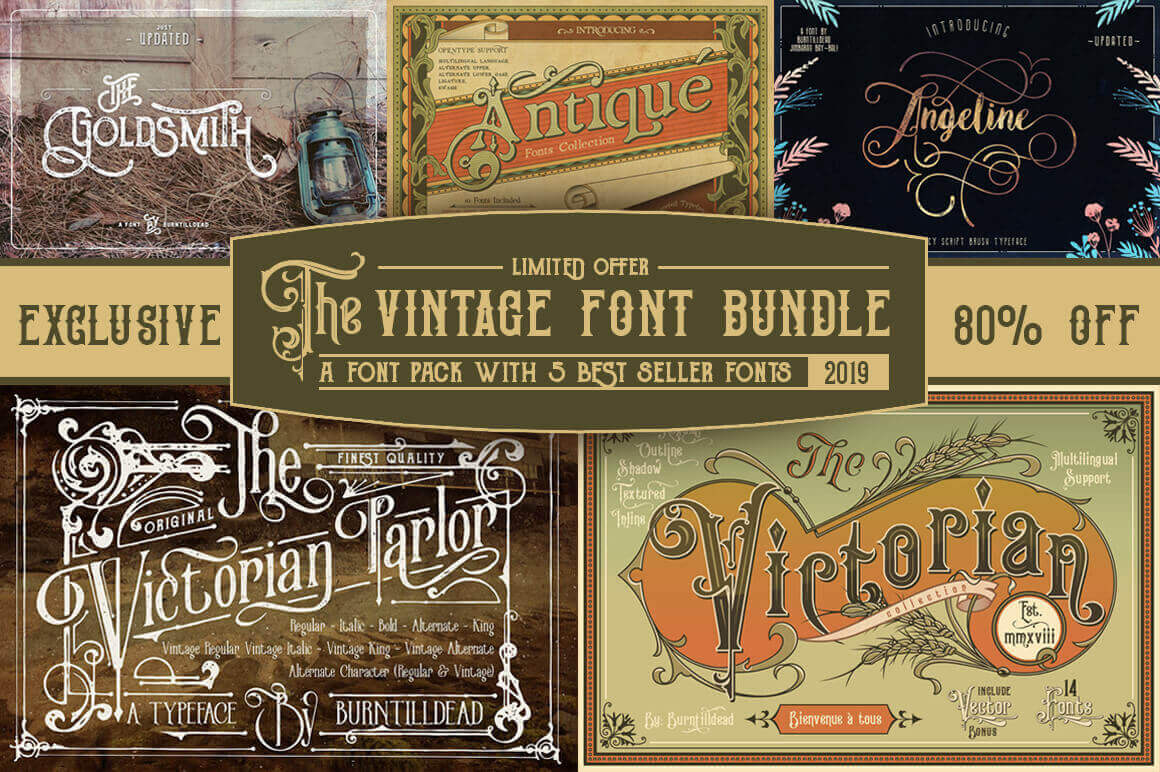 5 Popular Vintage Font Families from Burntilldead