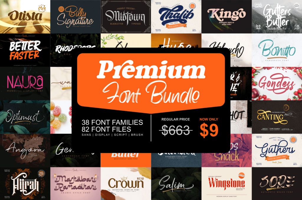 Omotu Studio All Shop Bundle of 82 Fonts